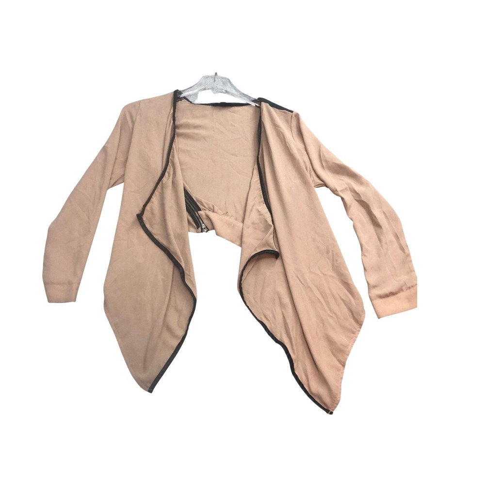 Iris Los Angeles Drape Front Cardigan Black Trim Open Jacket Small S